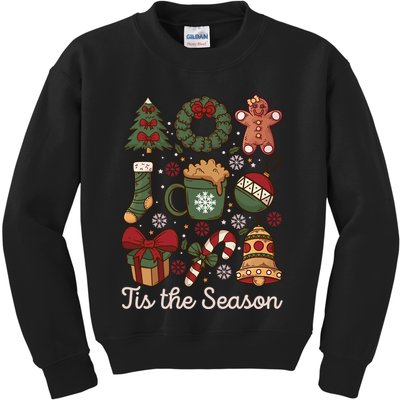 Cute Christmas Coquette Tis The Season Kids Sweatshirt