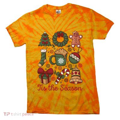 Cute Christmas Coquette Tis The Season Tie-Dye T-Shirt