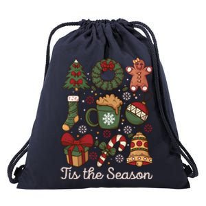 Cute Christmas Coquette Tis The Season Drawstring Bag