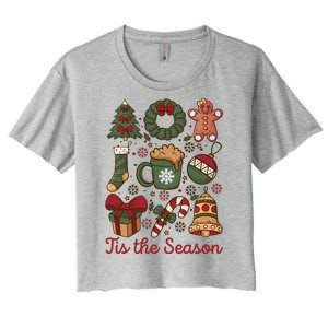 Cute Christmas Coquette Tis The Season Women's Crop Top Tee