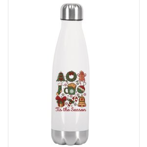 Cute Christmas Coquette Tis The Season Stainless Steel Insulated Water Bottle