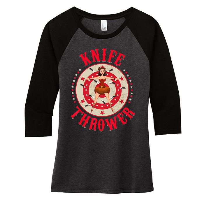 Circus Costume Circus Knife Thrower Costume Women's Tri-Blend 3/4-Sleeve Raglan Shirt