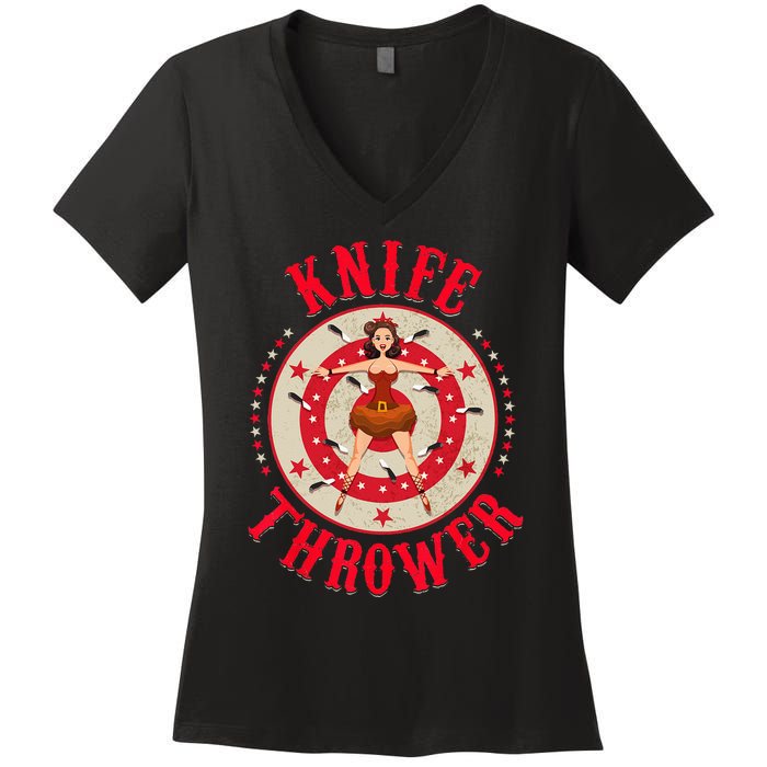 Circus Costume Circus Knife Thrower Costume Women's V-Neck T-Shirt