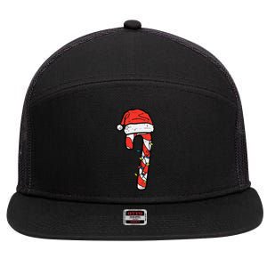 Christmas Candy Cane Santa Xmas 7 Panel Mesh Trucker Snapback Hat