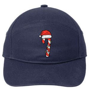 Christmas Candy Cane Santa Xmas 7-Panel Snapback Hat