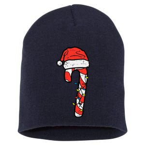 Christmas Candy Cane Santa Xmas Short Acrylic Beanie