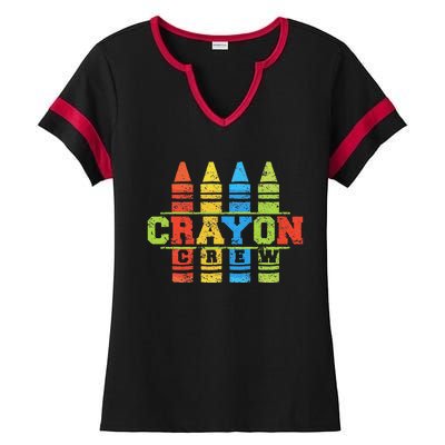 Cray Colors Child Art Funny Crayon Crew Ladies Halftime Notch Neck Tee