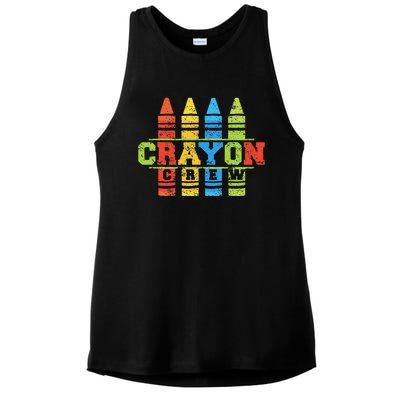 Cray Colors Child Art Funny Crayon Crew Ladies PosiCharge Tri-Blend Wicking Tank