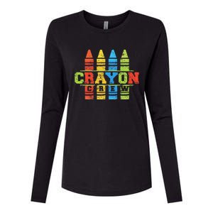 Cray Colors Child Art Funny Crayon Crew Womens Cotton Relaxed Long Sleeve T-Shirt