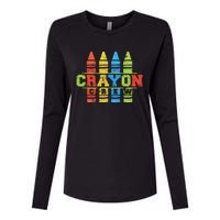 Cray Colors Child Art Funny Crayon Crew Womens Cotton Relaxed Long Sleeve T-Shirt