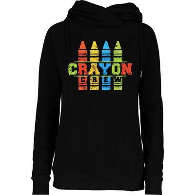 Cray Colors Child Art Funny Crayon Crew Womens Funnel Neck Pullover Hood