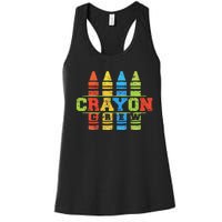 Cray Colors Child Art Funny Crayon Crew Women's Racerback Tank