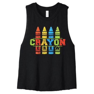 Cray Colors Child Art Funny Crayon Crew Women's Racerback Cropped Tank