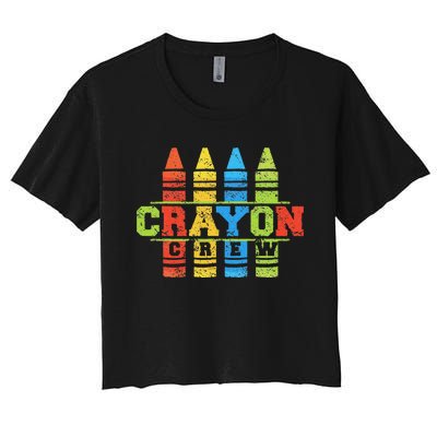 Cray Colors Child Art Funny Crayon Crew Women's Crop Top Tee