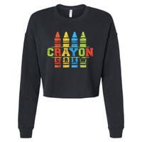 Cray Colors Child Art Funny Crayon Crew Cropped Pullover Crew