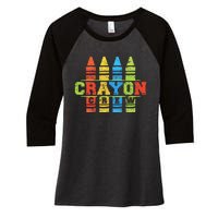 Cray Colors Child Art Funny Crayon Crew Women's Tri-Blend 3/4-Sleeve Raglan Shirt