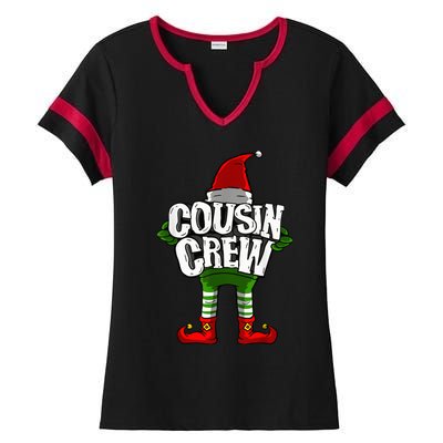 Cousin Crew Christmas Elf Matching Family Ladies Halftime Notch Neck Tee