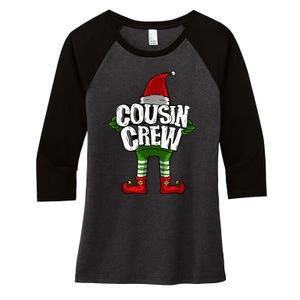 Cousin Crew Christmas Elf Matching Family Women's Tri-Blend 3/4-Sleeve Raglan Shirt