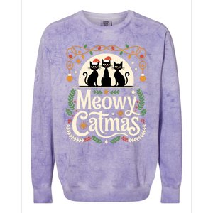 Cute Cat Christmas Xmas Black Cats Christmas Meowy Catmas Gift Colorblast Crewneck Sweatshirt