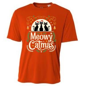 Cute Cat Christmas Xmas Black Cats Christmas Meowy Catmas Gift Cooling Performance Crew T-Shirt