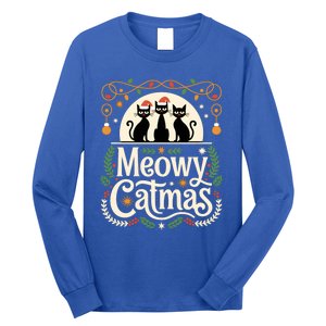 Cute Cat Christmas Xmas Black Cats Christmas Meowy Catmas Gift Long Sleeve Shirt