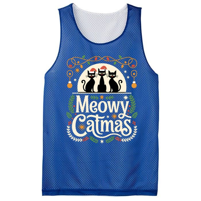 Cute Cat Christmas Xmas Black Cats Christmas Meowy Catmas Gift Mesh Reversible Basketball Jersey Tank