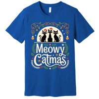 Cute Cat Christmas Xmas Black Cats Christmas Meowy Catmas Gift Premium T-Shirt