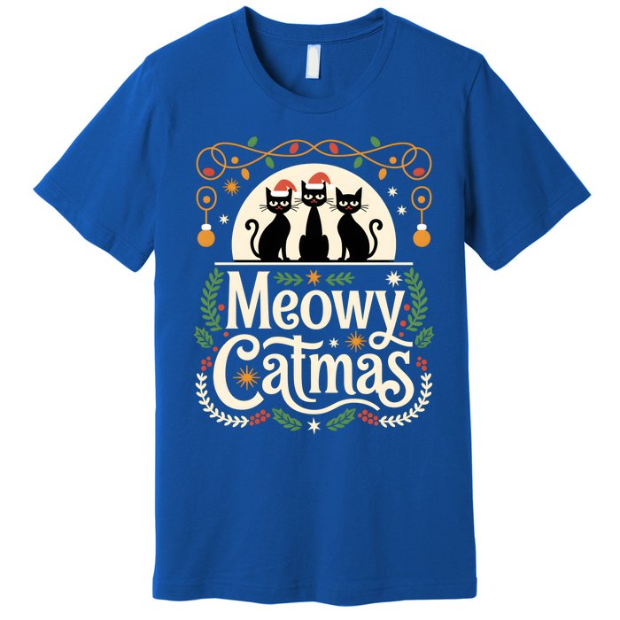 Cute Cat Christmas Xmas Black Cats Christmas Meowy Catmas Gift Premium T-Shirt