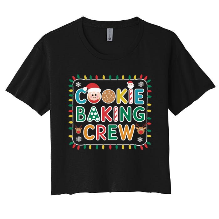 Christmas Cookie Crew Baking Pajamas Baking Family Funny Women's Crop Top Tee