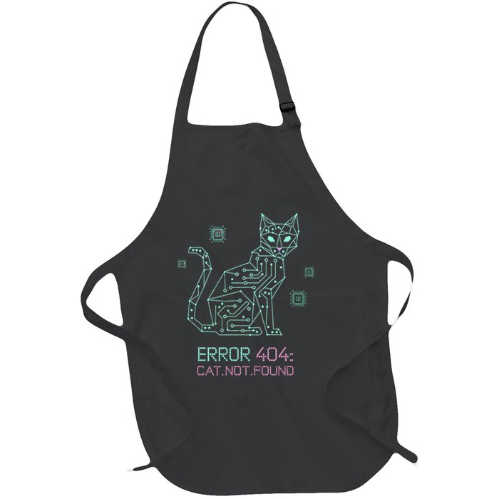 Cyber Cat Circuit Board Design for Tech Enthusiasts Full-Length Apron With Pockets