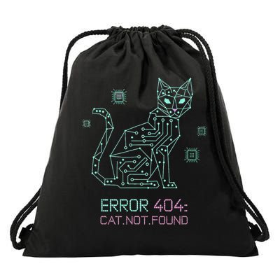 Cyber Cat Circuit Board Design for Tech Enthusiasts Drawstring Bag