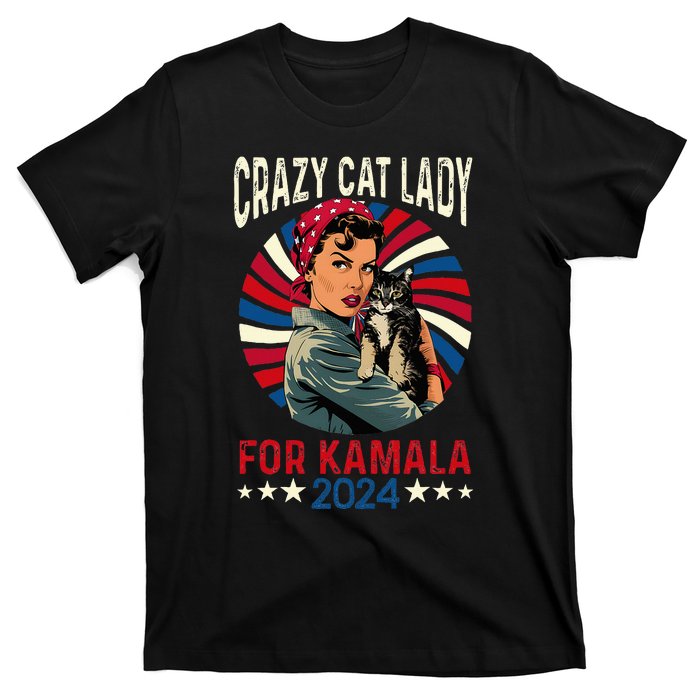 Childless Crazy Cat Lady For Kamala 2024 Election President T-Shirt