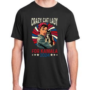 Childless Crazy Cat Lady For Kamala 2024 Election President Adult ChromaSoft Performance T-Shirt