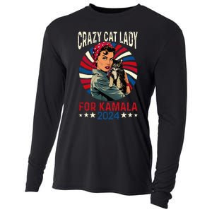 Childless Crazy Cat Lady For Kamala 2024 Election President Cooling Performance Long Sleeve Crew