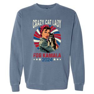 Childless Crazy Cat Lady For Kamala 2024 Election President Garment-Dyed Sweatshirt