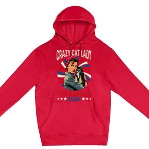 Childless Crazy Cat Lady For Kamala 2024 Election President Premium Pullover Hoodie