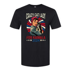 Childless Crazy Cat Lady For Kamala 2024 Election President Softstyle CVC T-Shirt