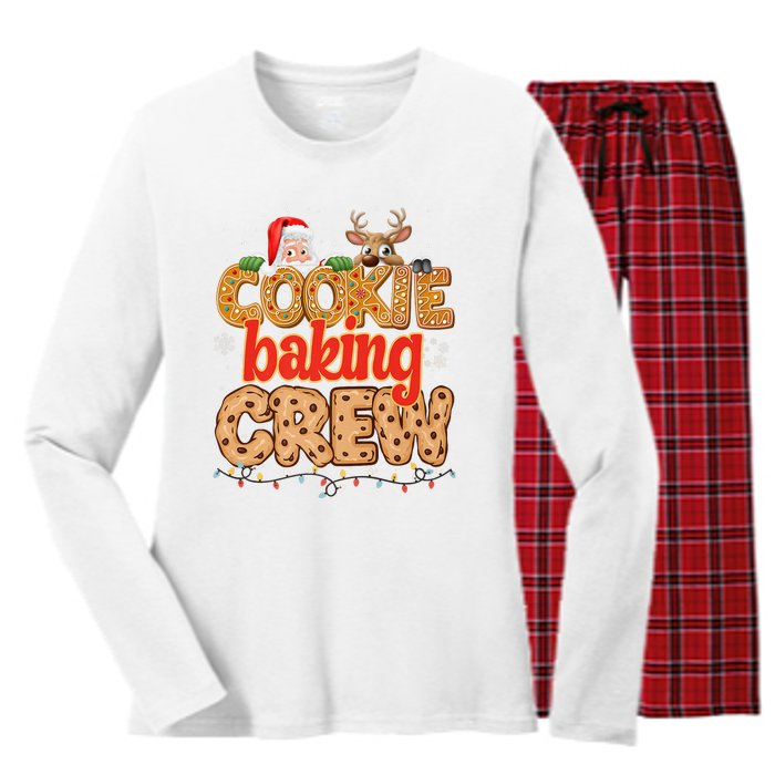 Christmas Cookie Crew Baking Pajamas Baking Family Funny Women's Long Sleeve Flannel Pajama Set 