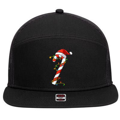 Christmas Candy Cane Santa Xmas 7 Panel Mesh Trucker Snapback Hat