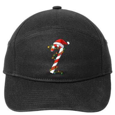 Christmas Candy Cane Santa Xmas 7-Panel Snapback Hat