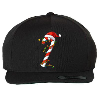 Christmas Candy Cane Santa Xmas Wool Snapback Cap