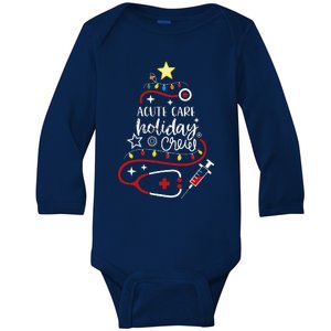 Christmas Critical Care Nurse Tech Acute Care Holiday Crew Baby Long Sleeve Bodysuit