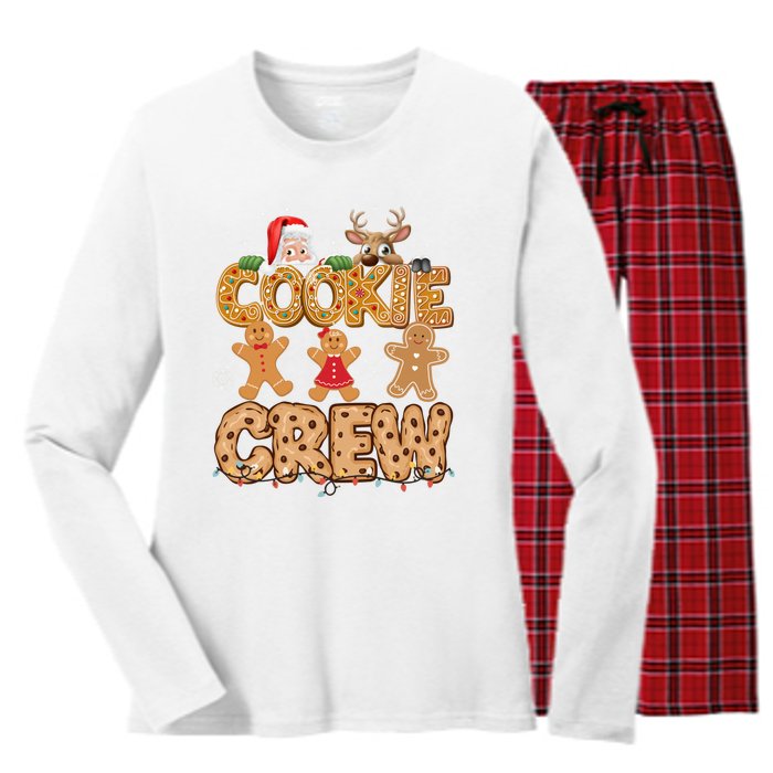 Christmas Cookie Crew Pajamas Baking Family Funny Women's Long Sleeve Flannel Pajama Set 