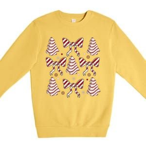 Cute Christmas Coquette Snack Cake Trees Premium Crewneck Sweatshirt