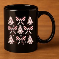 Cute Christmas Coquette Snack Cake Trees 11oz C Handle Ceramic Mug