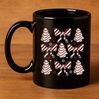 Cute Christmas Coquette Snack Cake Trees 11oz C Handle Ceramic Mug