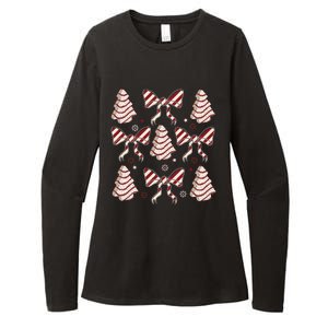 Cute Christmas Coquette Snack Cake Trees Womens CVC Long Sleeve Shirt