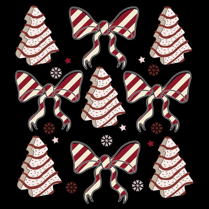 Cute Christmas Coquette Snack Cake Trees Tie-Dye T-Shirt
