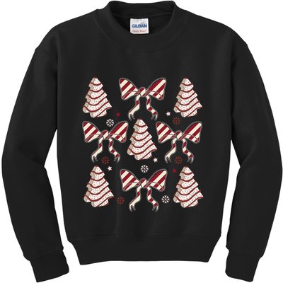 Cute Christmas Coquette Snack Cake Trees Kids Sweatshirt