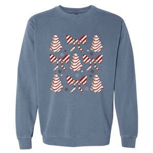 Cute Christmas Coquette Snack Cake Trees Garment-Dyed Sweatshirt